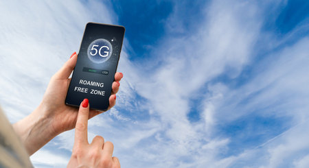 Roaming Free Euro Zone. Texting, Calling and Internet Use Without Roaming Charges Within Euro Zone. Concept Photo.の写真素材