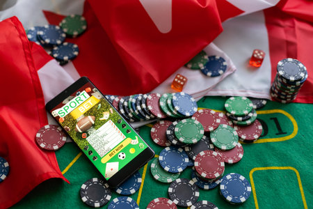 smartphone with sports betting, flag of the USA