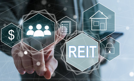 virtual touch screen abbreviation: REIT. Mutual Fund and investment, property, manager, broker, investor and return.の写真素材