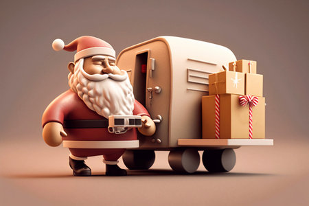 Christmas Cute Santa bring giftsの素材