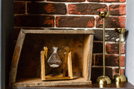 wooden decor in the house. Copy space. Template.