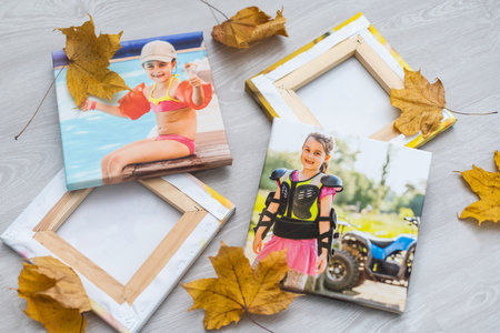 Canvas print. Wrapped canvas, edge, corner, closeup. photography with gallery wrapping. Photo...