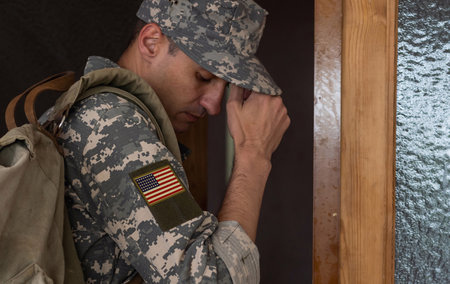 USA patch flag on soldiers arm. US troopsの写真素材