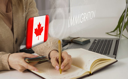 virtual screen with emigration to Canadaの写真素材