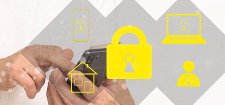 Cybersecurity and privacy and protect data concept. Shield icon and internet network security...