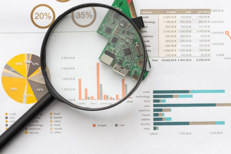 Rising curve with rate tables and calculator as a symbol of rising share prices.