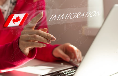 virtual screen with emigration to Canadaの写真素材