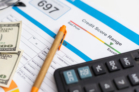 report credit score banking borrowing application risk form document loan business market concept - stock imageの写真素材