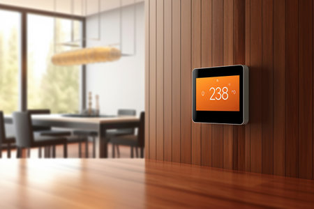 mobile phone with apps on smart home in modern dining room Generative AIの素材