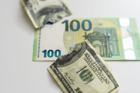 Dollars bill torn as background.