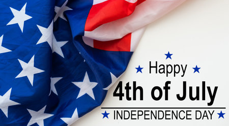 Happy Independence Day. American flags against background. July 4.の写真素材