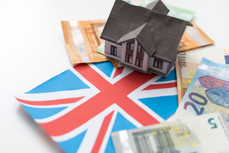 classic house against British flag background