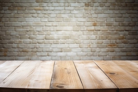 Concrete brick walls and wood floor for text and background.Copy Space Generative AIの素材