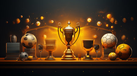 gold cup trophy against shiny sparks background Generative AIの素材