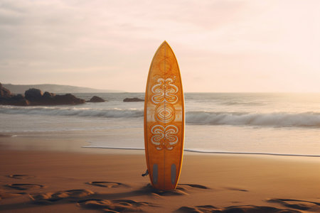 Surfboard mockup on the beach Generative AIの素材