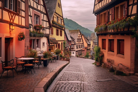 The traditional buildings in the old town of Generative AIの素材