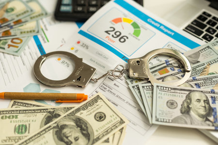 Bad credit report free and loan check score debt form documentの写真素材