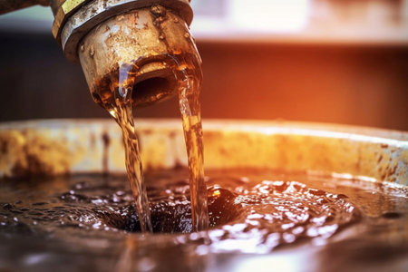 Water pollution in river because industrial not treat water before drain.の素材