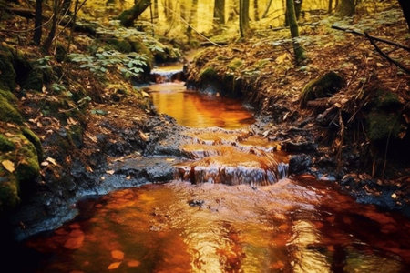Water pollution in river because industrial not treat water before drain. Generative AIの素材