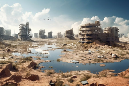 Soil drought cracked landscape sunsetの素材