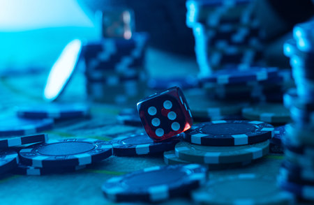 gambling poker flying dice wallpaperの写真素材