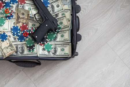 Open suitcase with one million dollars bills stacks