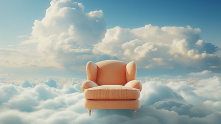 Armchair on a clouds. High quality photo Generative AIの素材