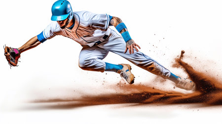 Professional baseball player in action on grand arena Generative AIの素材