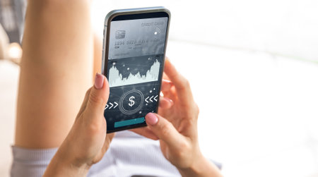 phone with mobile wallet for online shopping.の写真素材