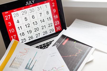 July Monthly Calendar Weekly Date Conceptの写真素材