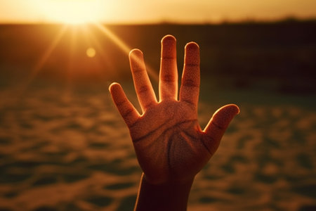 Hands-shape for the sun. high Generative AIの素材