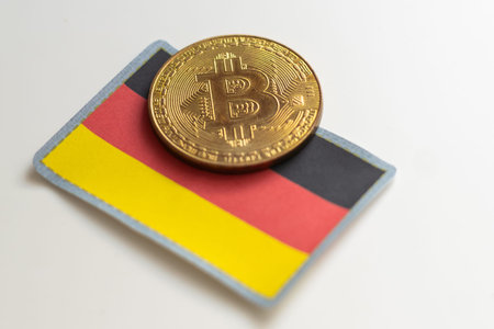 bitcoin on a background of a flag Germany
