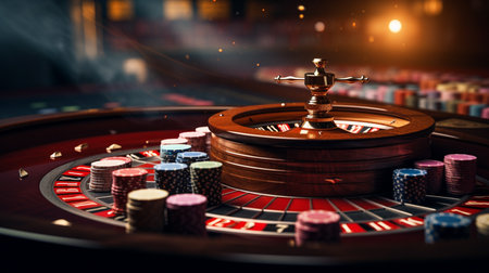 high contrast image of casino roulette in motion Generative AIの素材