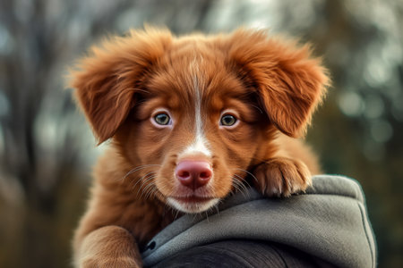 A small dog in golden hour lighting Generative AIの素材