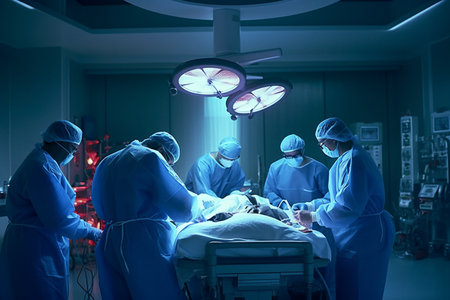 Team of Surgeons Operating in the Hospital. Generative AIの素材