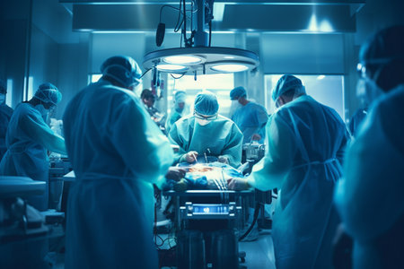 Team of Surgeons Operating in the Hospital. Generative AIの素材