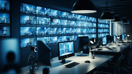 close up on workstation in the hacker room background, 3d illustrationの素材