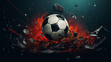 active sport blue background with a football soccer ballの素材