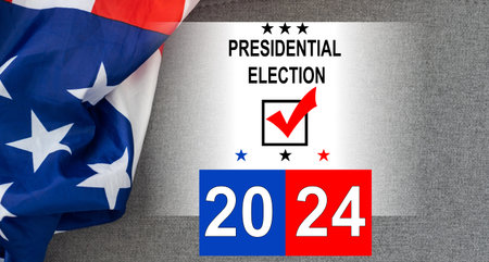 Presidential Election 2024 in United States. Vote day, November 5. US Election campaign. Make your choice Patriotic american illustration. Poster, card, banner and backgroundの写真素材