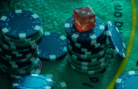 gambling poker flying dice wallpaperの写真素材