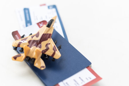 An aeroplane Wooden Toy isolated on white background,Image concept.の写真素材