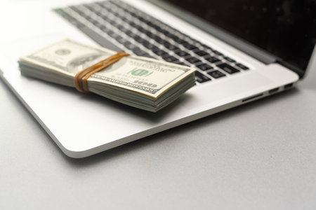 Money on computer keyboard. financeの写真素材