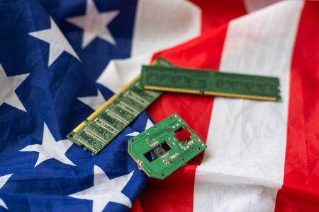 Circuit electric board, European Union flag on the boardの写真素材