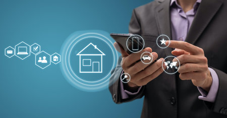 Smart home Automation Control System. Innovation technology internet Network Concept.