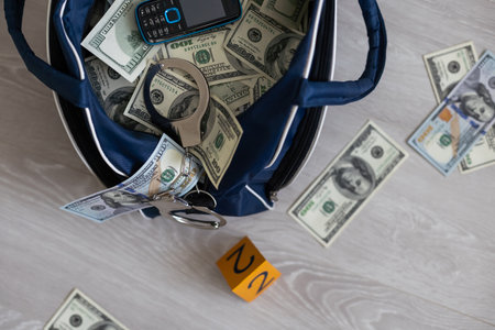 A lot of money in the bag. Dollarsの写真素材