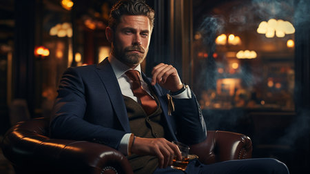 Portrait of businessman, handsome old man with a beardの素材