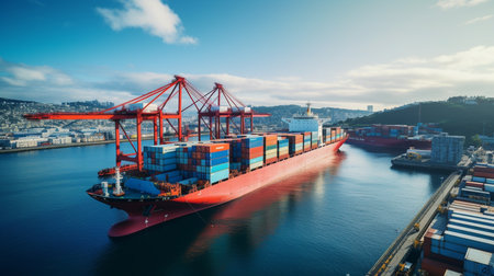 Cargo ship at the portの素材
