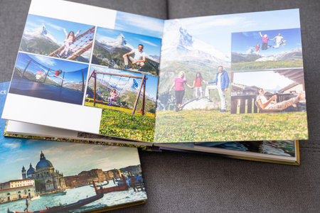 Two of the photo album is decorated in a beautiful photobook. Presented on a white background.の写真素材