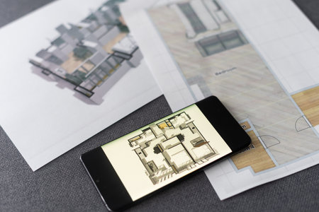 Designer working at new mobile applicationsの写真素材