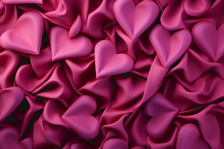 Many Little Pink Hearts. Romantic Background. 3D Illustrationの素材